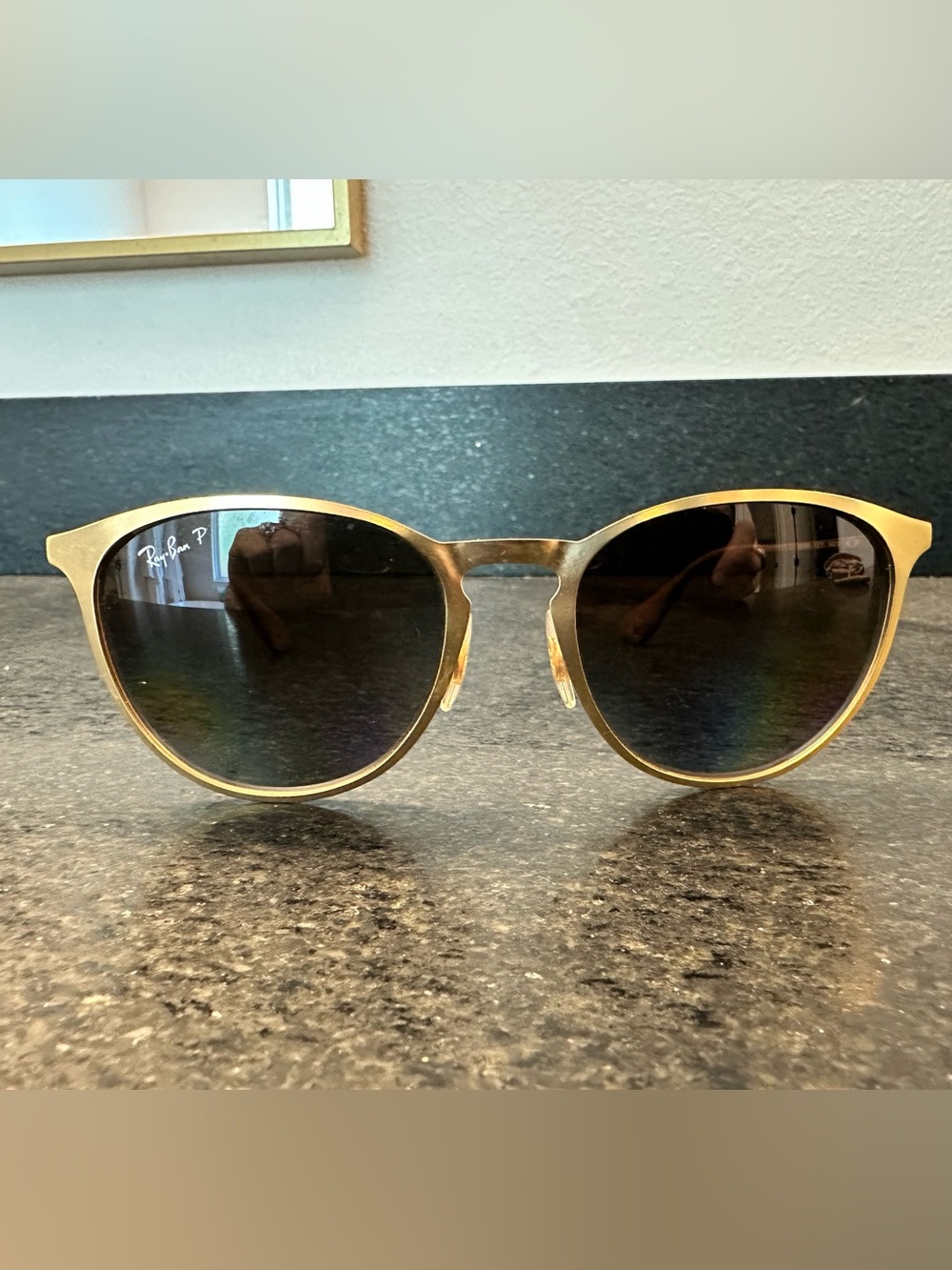 Ray-Ban Polarized Gold Frame Erika Metal Round Sunglasses